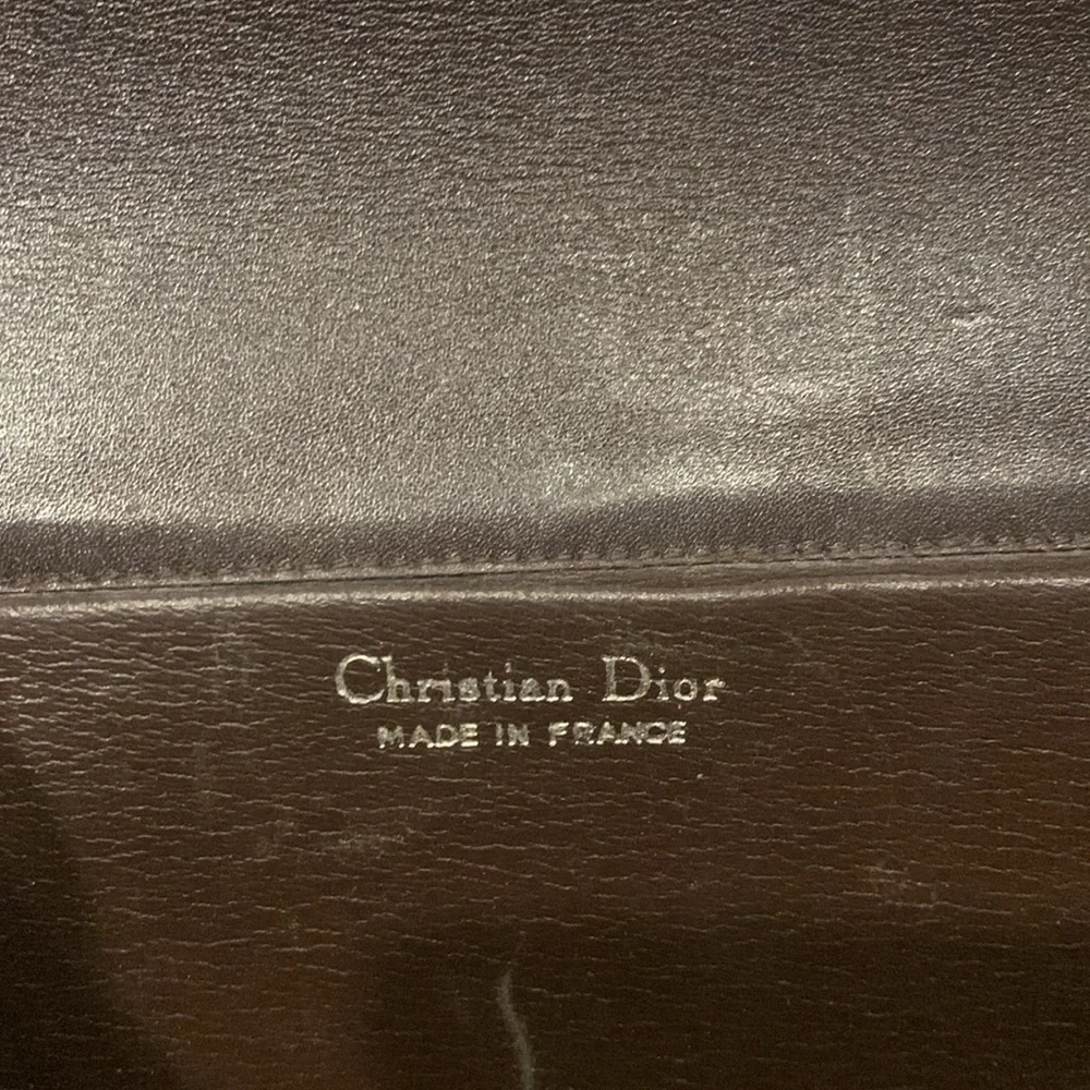 Dior leather shoulder bag brown and gold